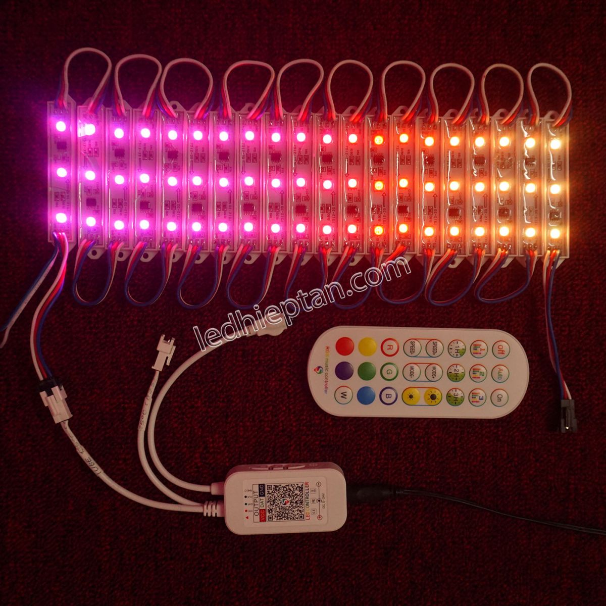 Điều khiển LED full màu nháy theo nhạc ic1903 bluetooth+remote