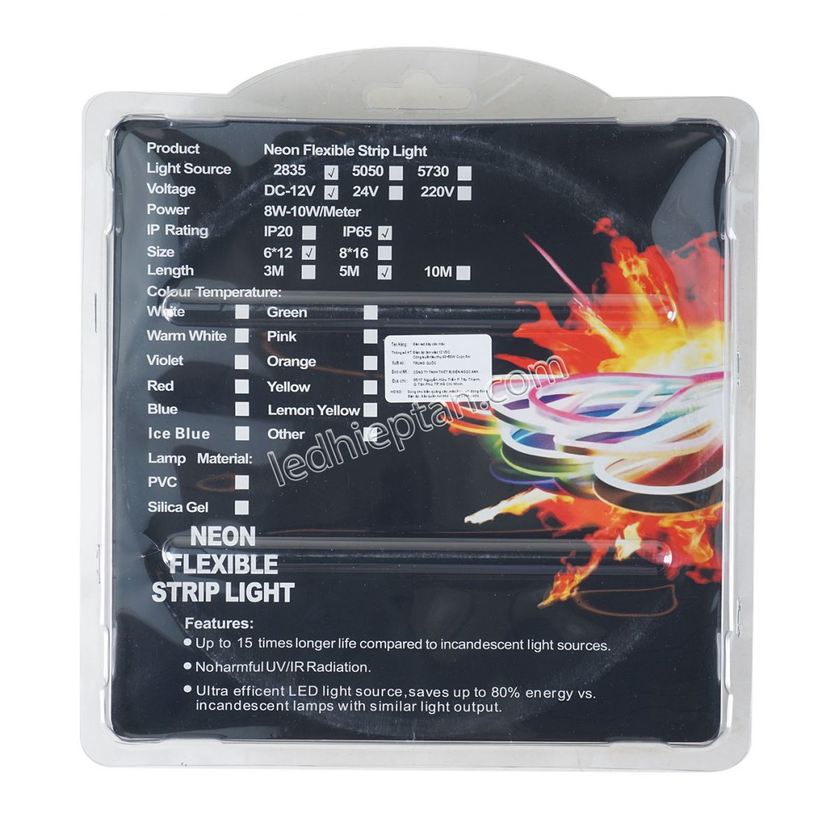 Cuộn LED neon ĐỎ 5m Lota