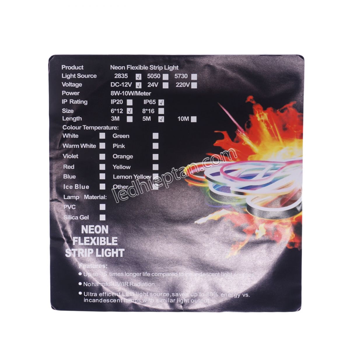 Cuộn LED neon LÁ 5m Lota
