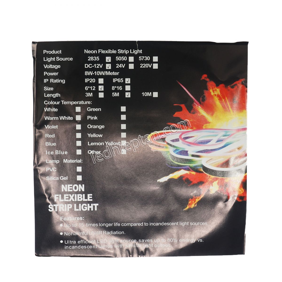 Cuộn LED neon TRẮNG ẤM 5m Lota