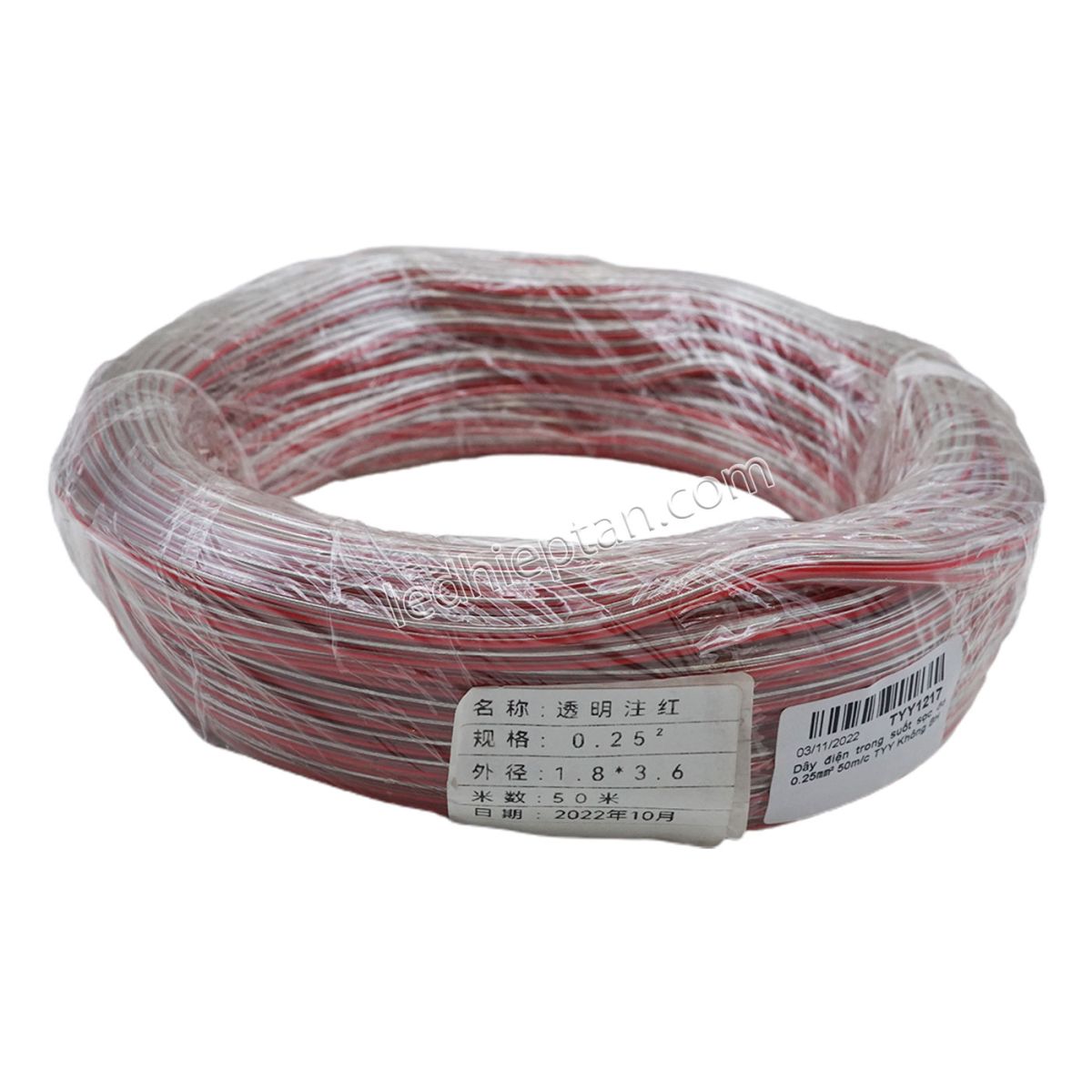 Dây điện trong suốt sọc đỏ 0.25㎜² 50m/c TYY